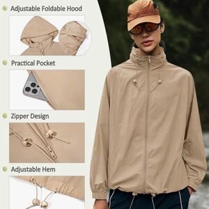 NEW Adjustable Hooded Collard Rain Jacket